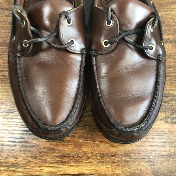 Sebago Docksides Shoes Mens Size 10.5 2E Wide Brown Leather Boat Deck Nautical - Picture 2 of 12
